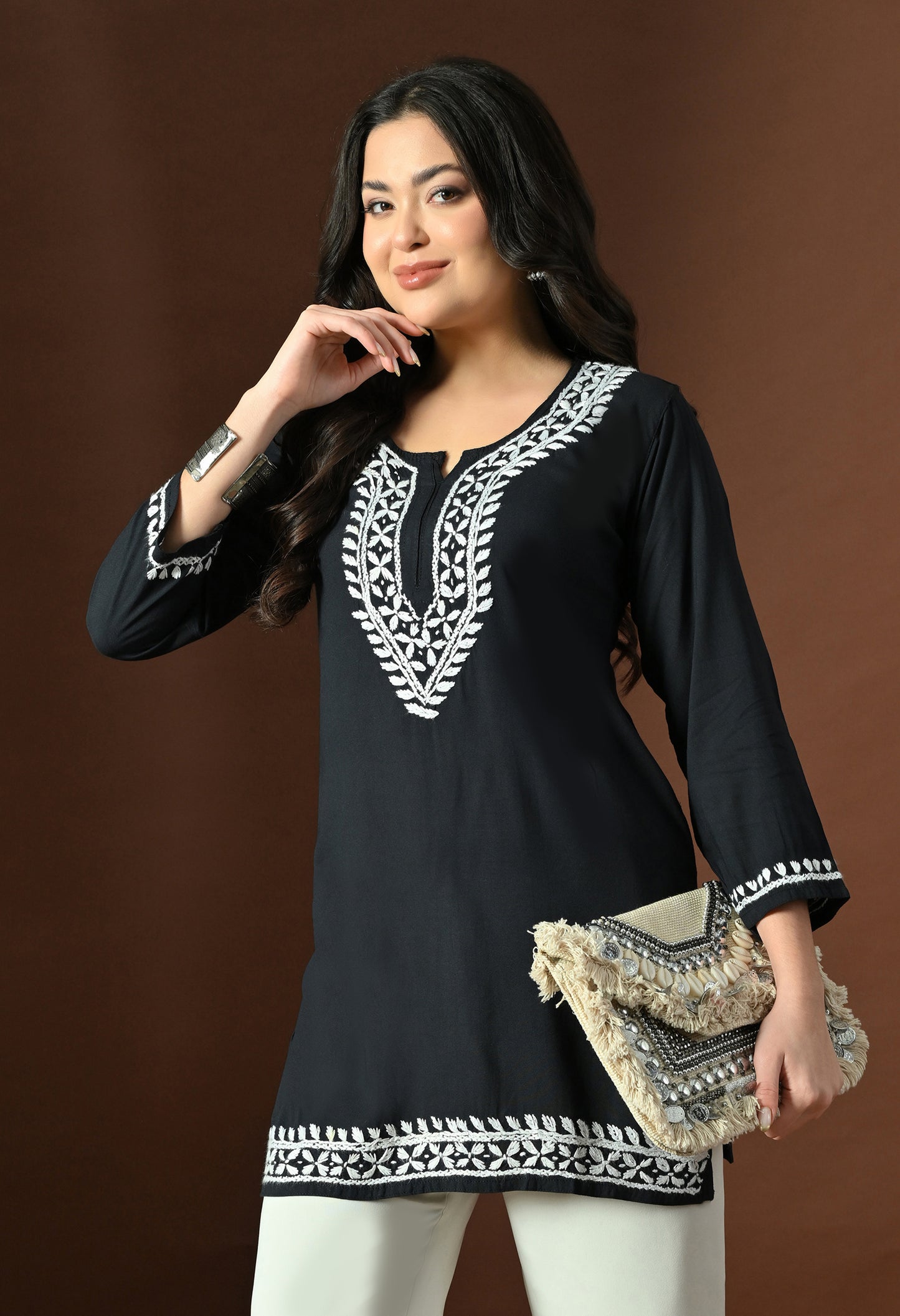 Myra Modal Chikankari short Kurti