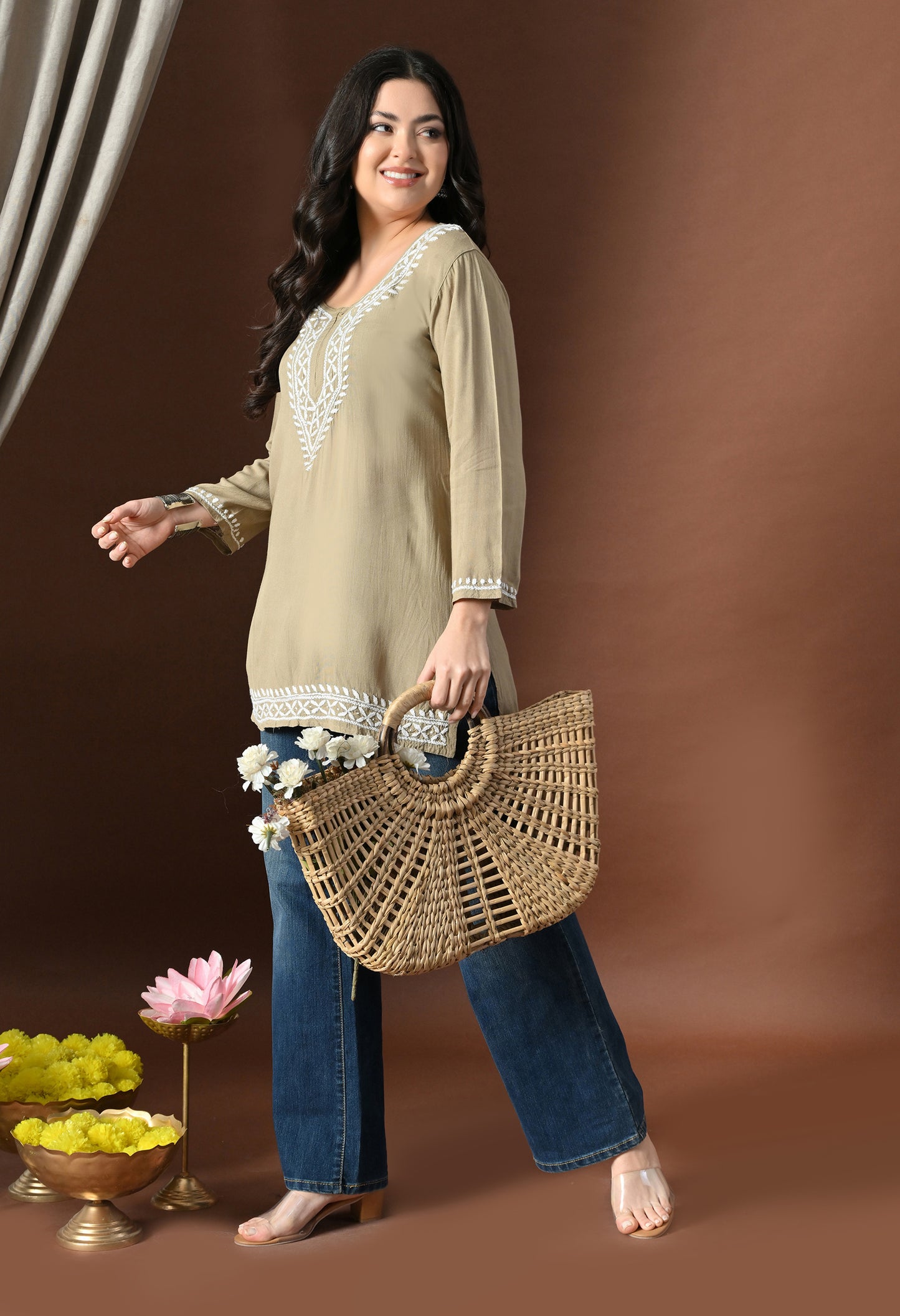 Myra Modal Chikankari short Kurti