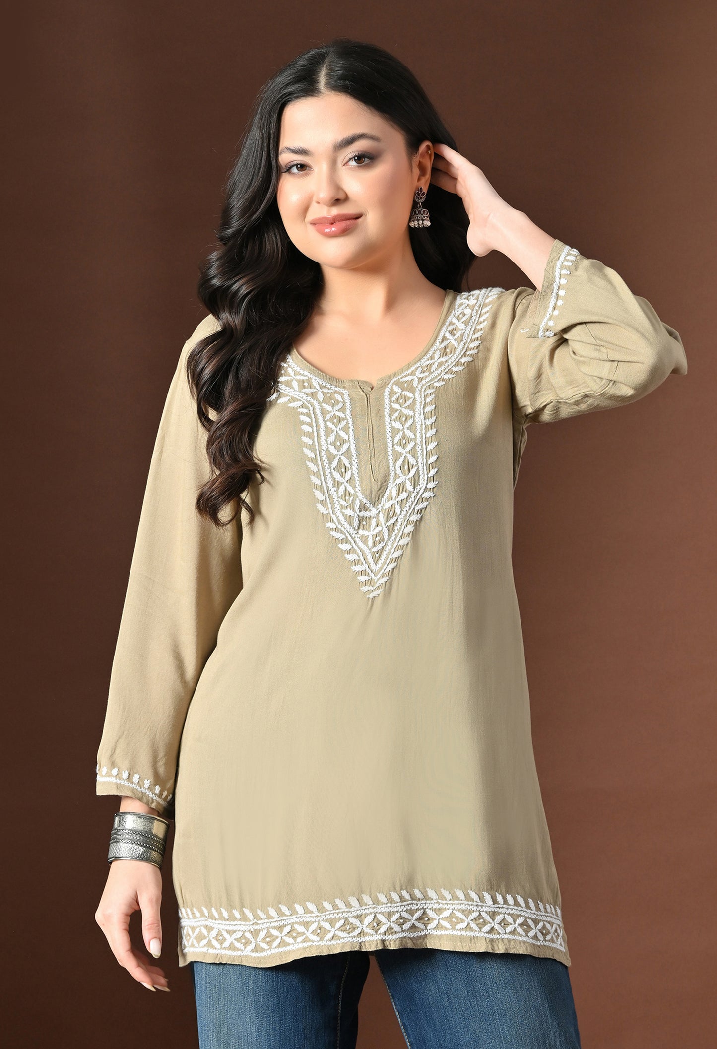 Myra Modal Chikankari short Kurti