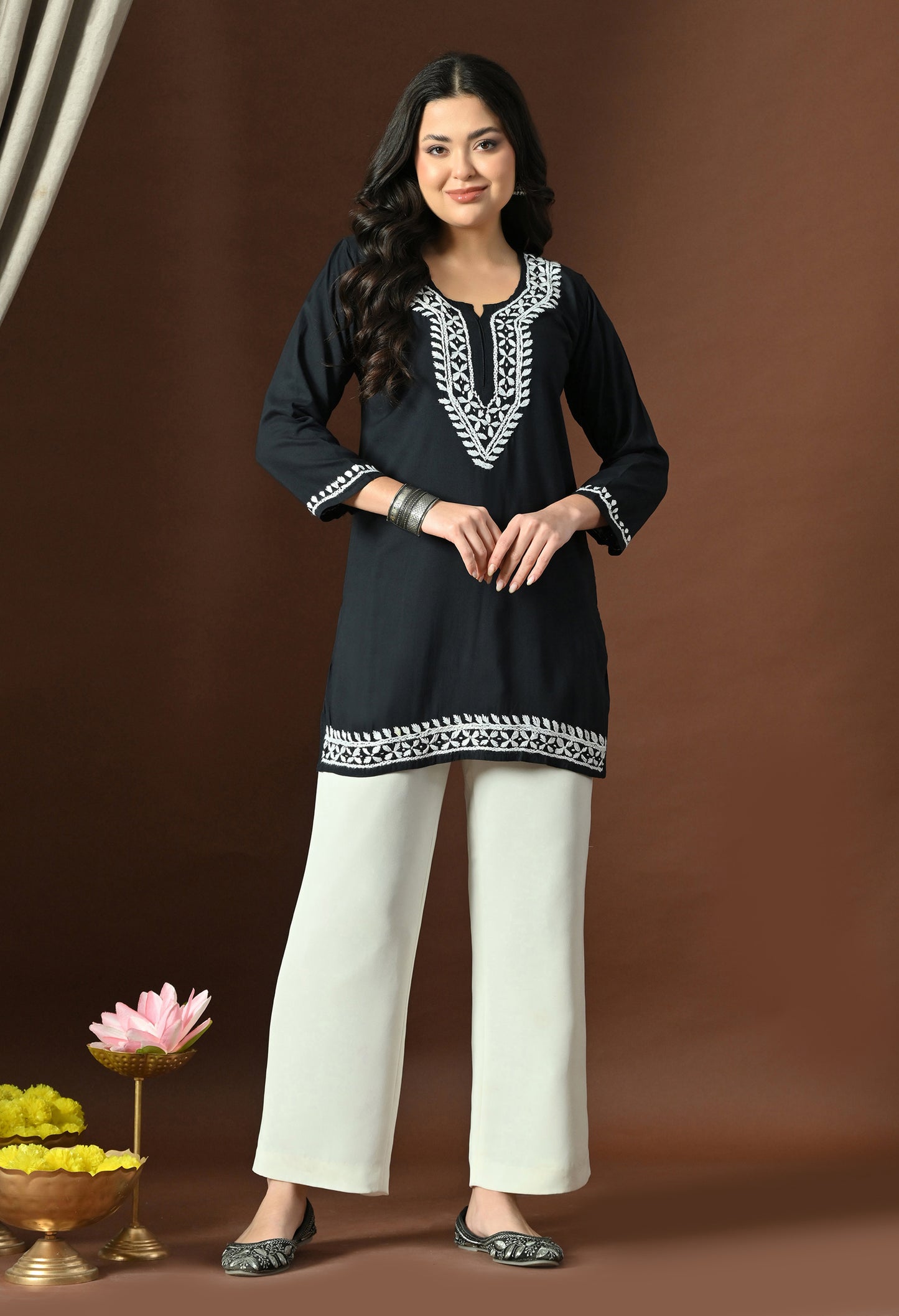 Myra Modal Chikankari short Kurti