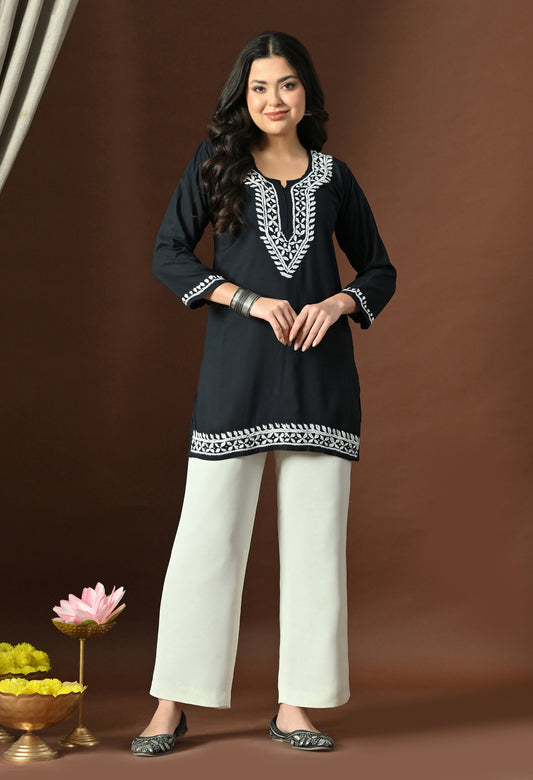 Myra Modal Chikankari short Kurti