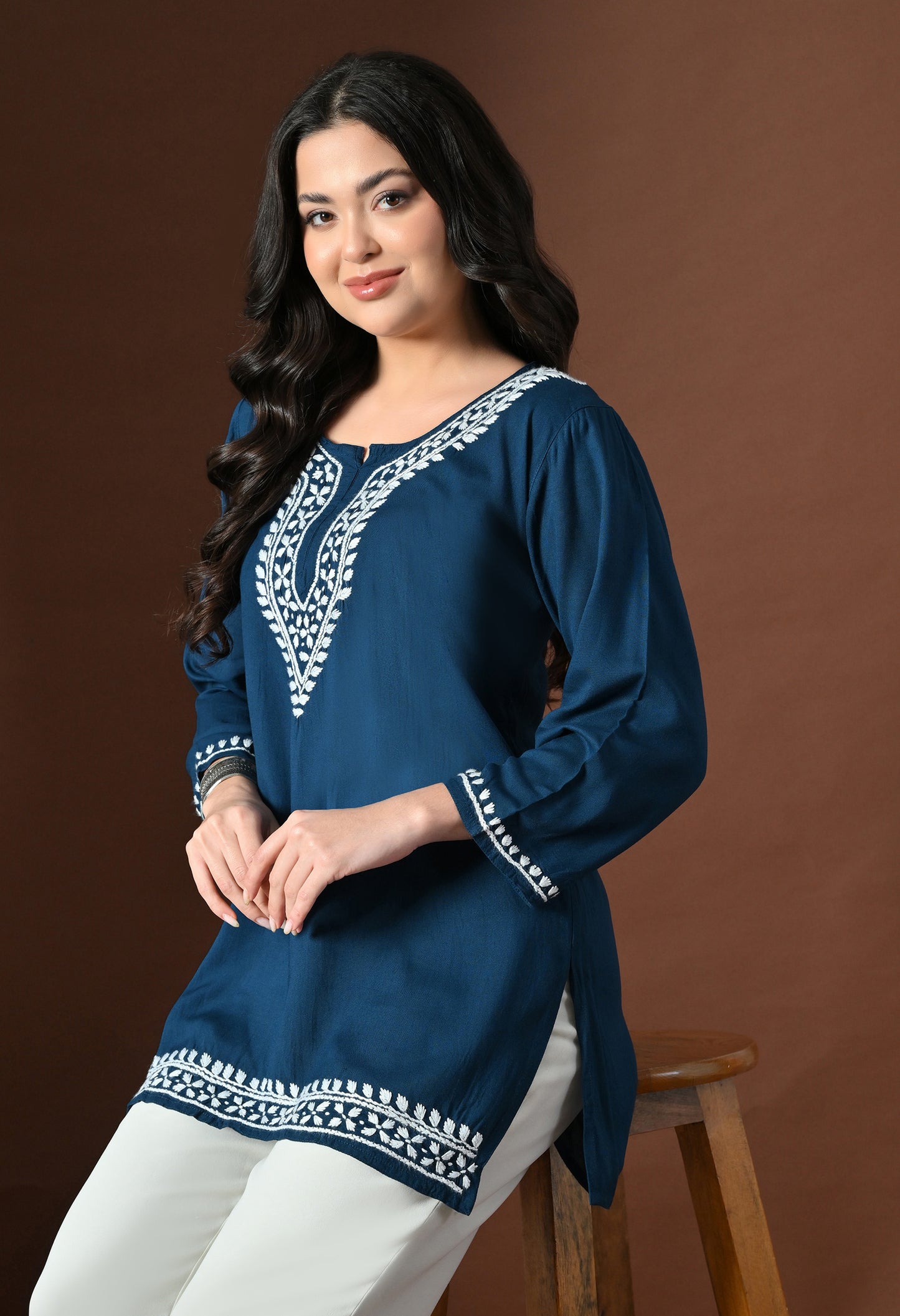 Myra Modal Chikankari short kurti