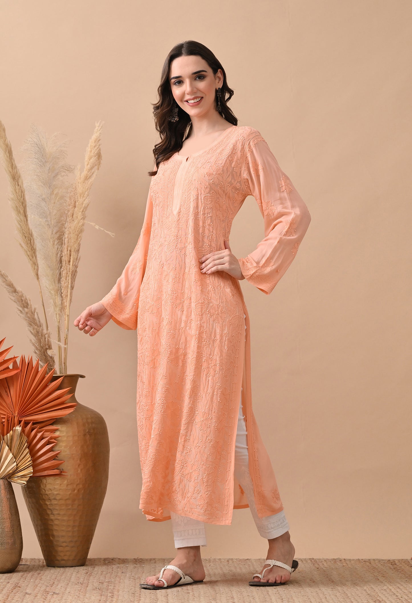 Vimarsh Viscose Georgette Chikankari kurta