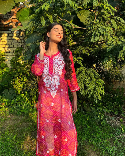 Adab Kota cotton Bandhani kurti