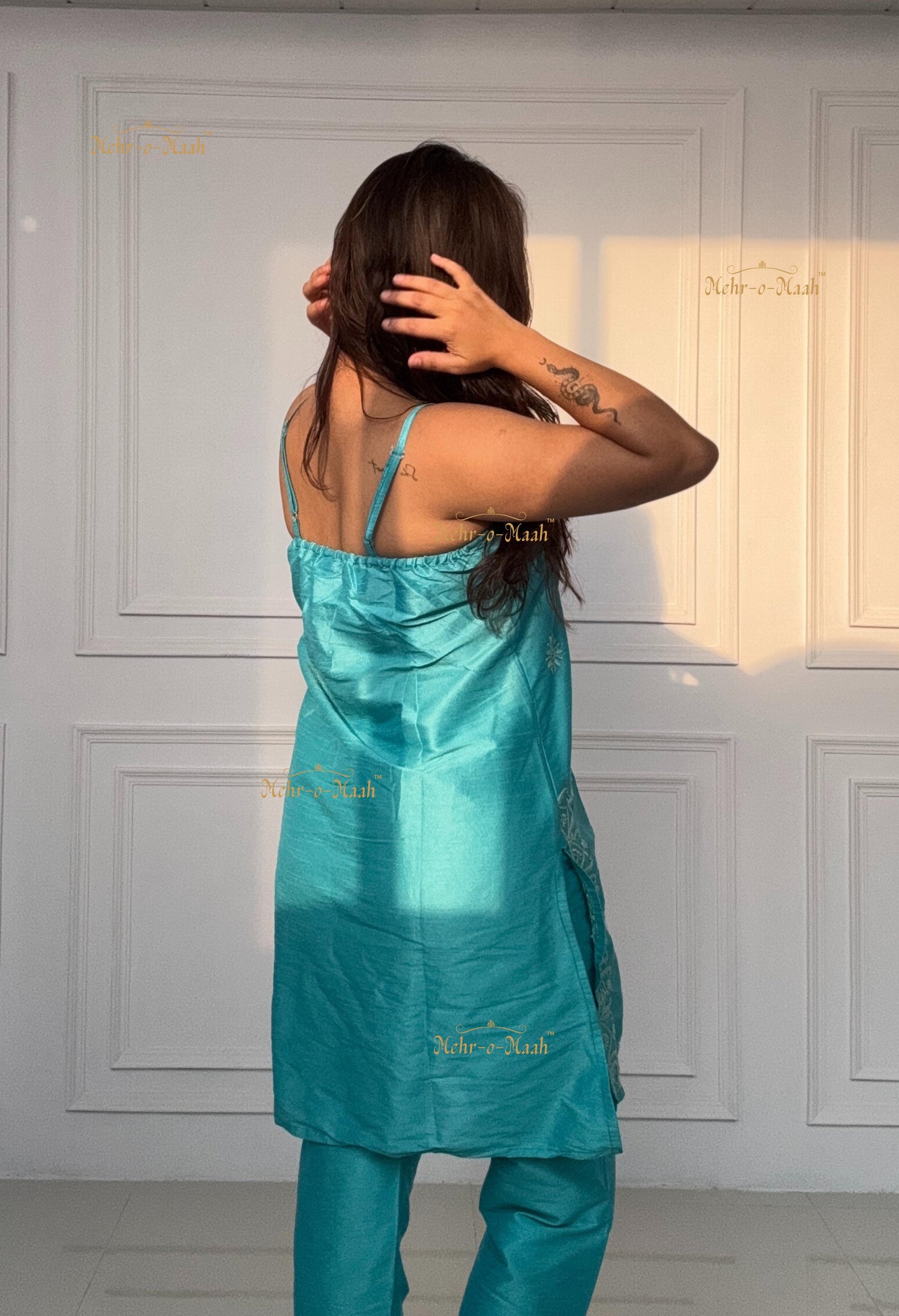 Maahi Chanderi Chikankari Co-ord set