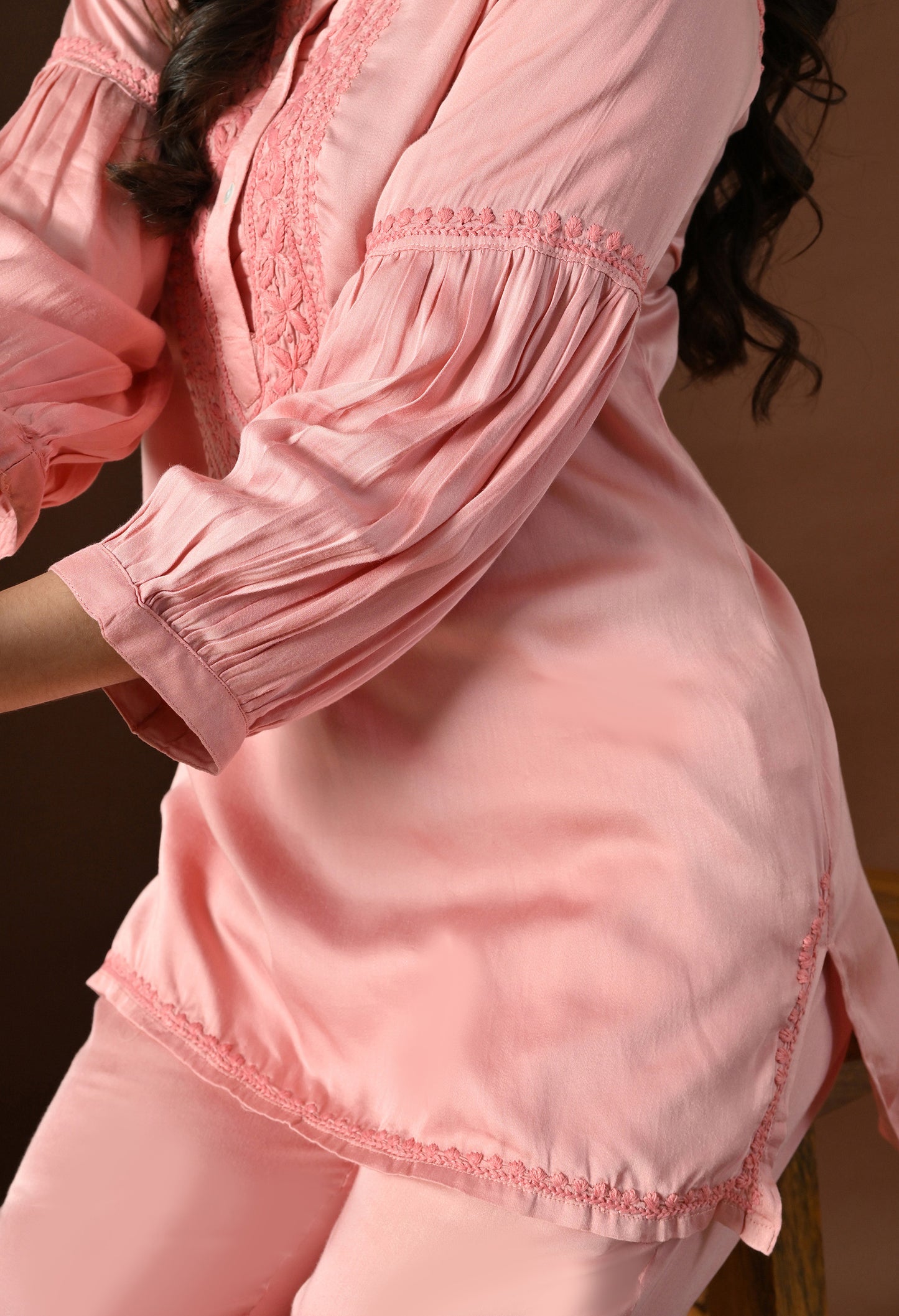 Ziya Satin Chikankari Co-ord set