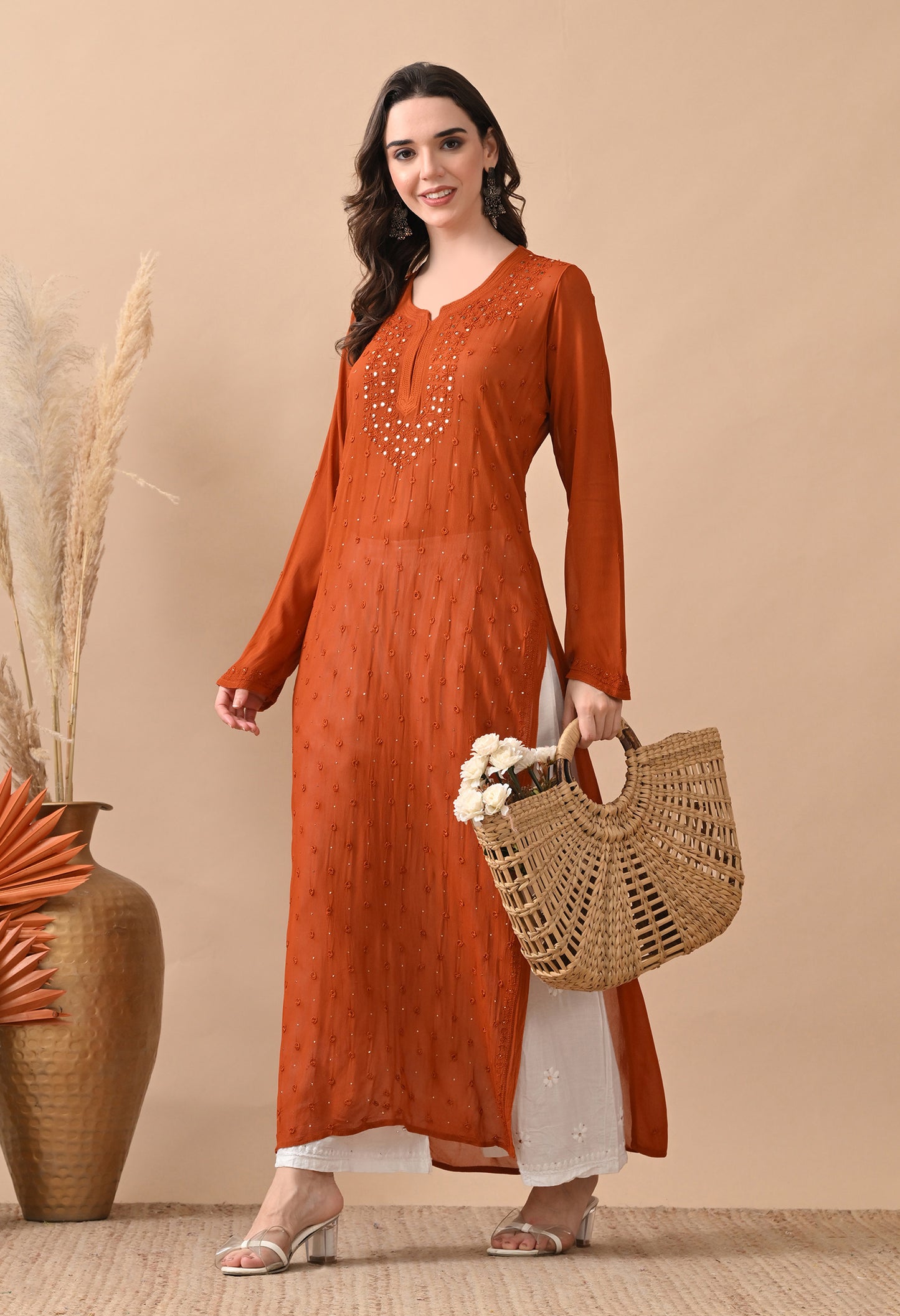 Adya Viscose Georgette chikankari kurti