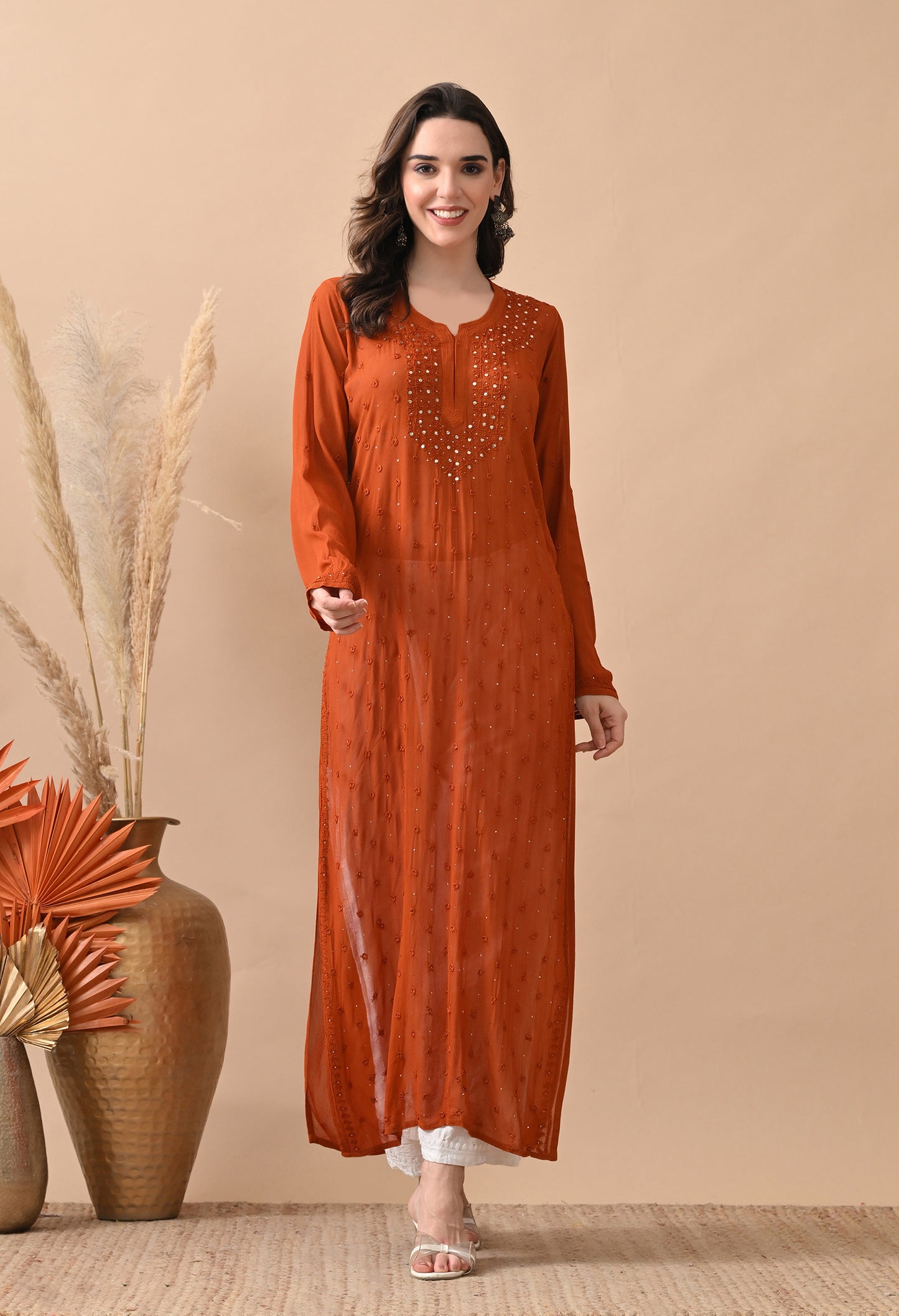 Adya Viscose Georgette chikankari kurti