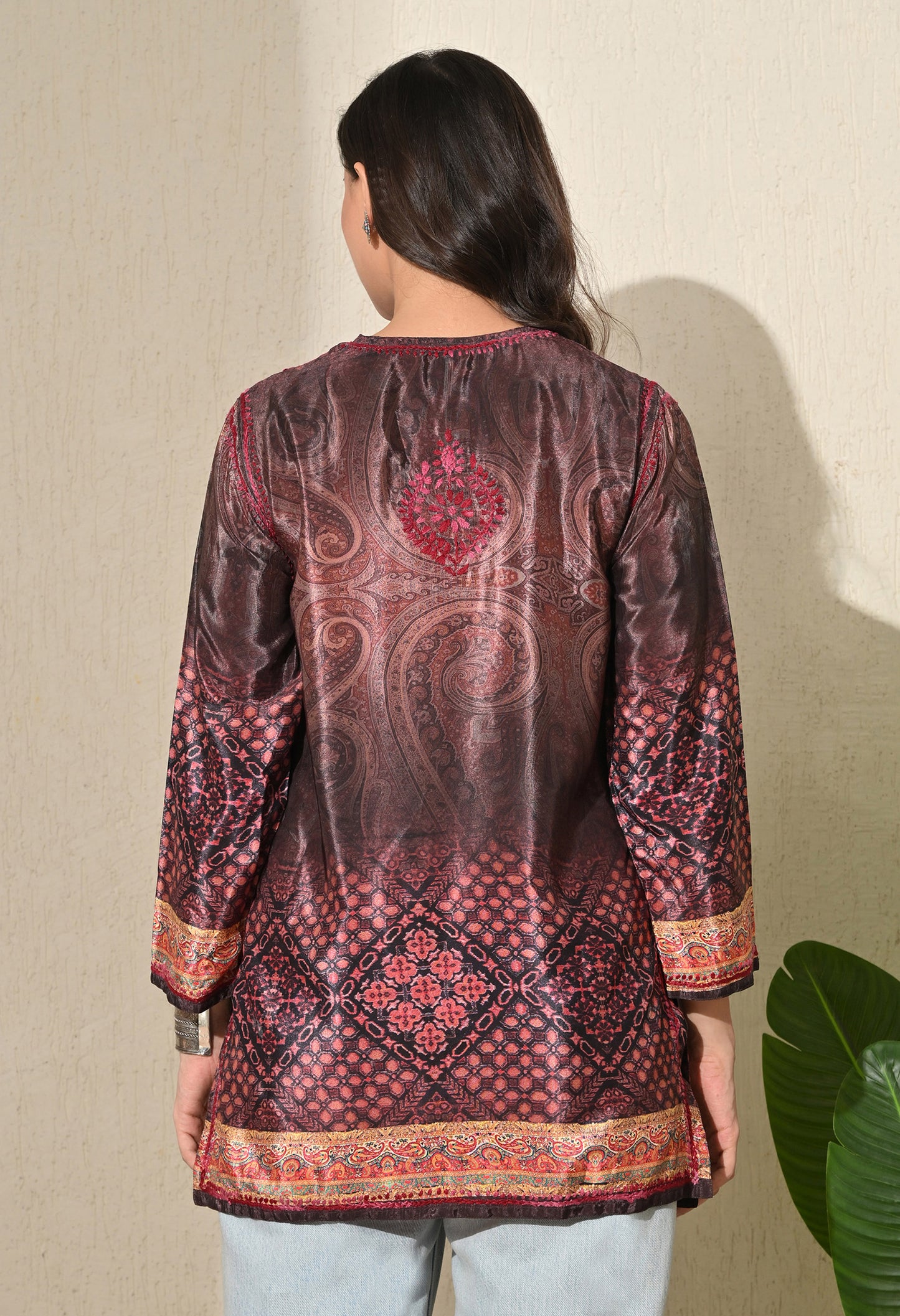 Aira Poly Silk Short Chikankari Kurti