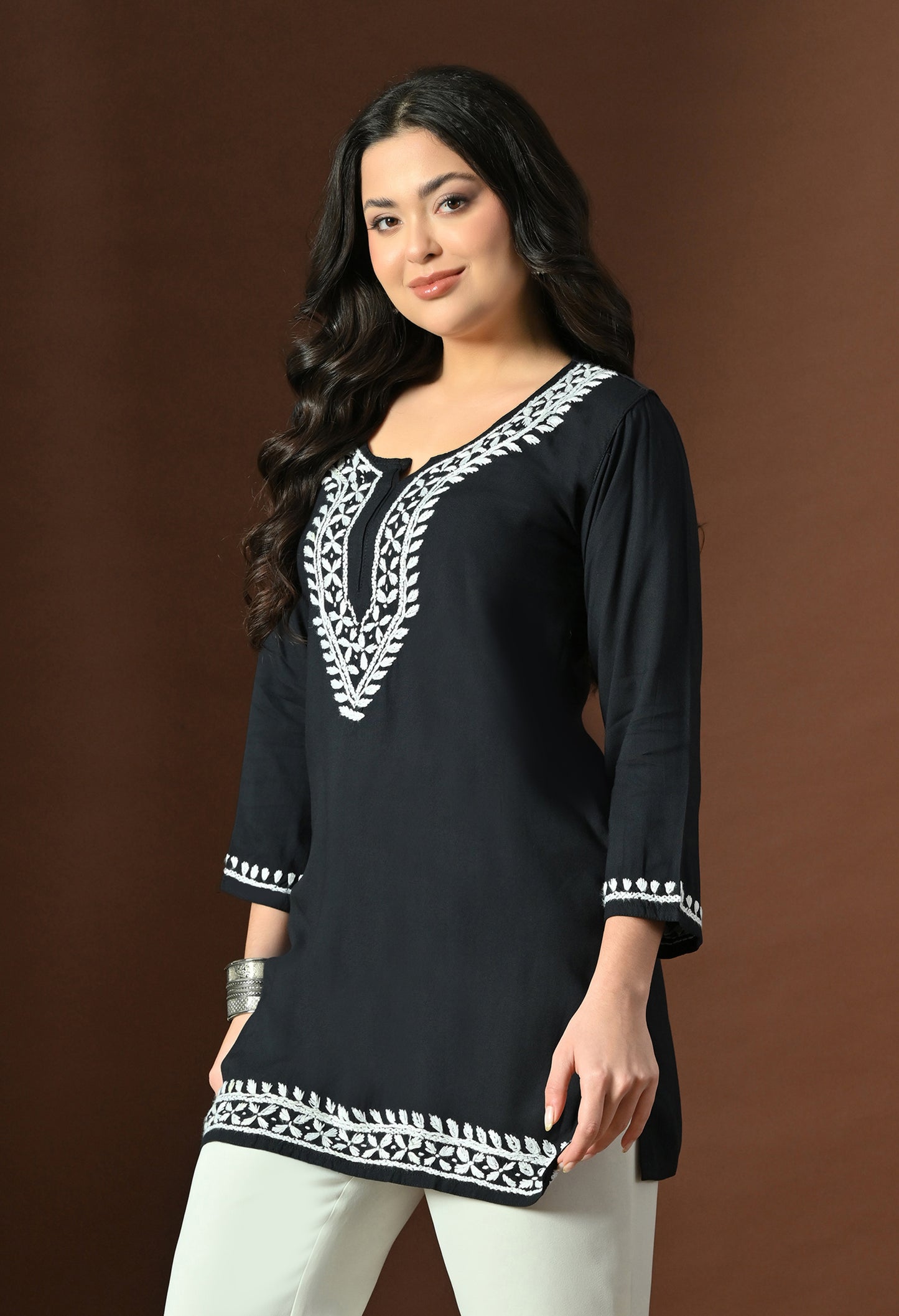 Myra Modal Chikankari short Kurti