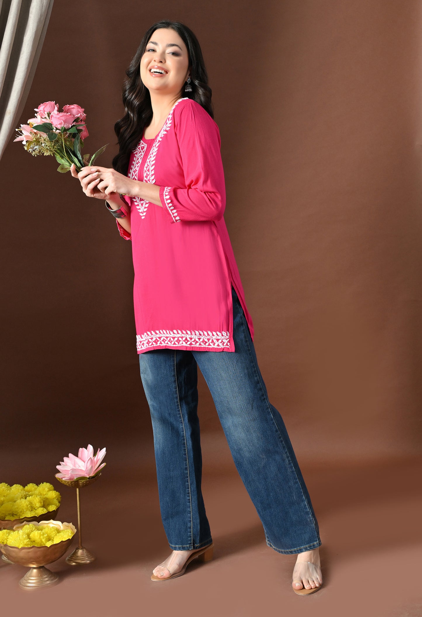 Myra Modal Chikankari short Kurti