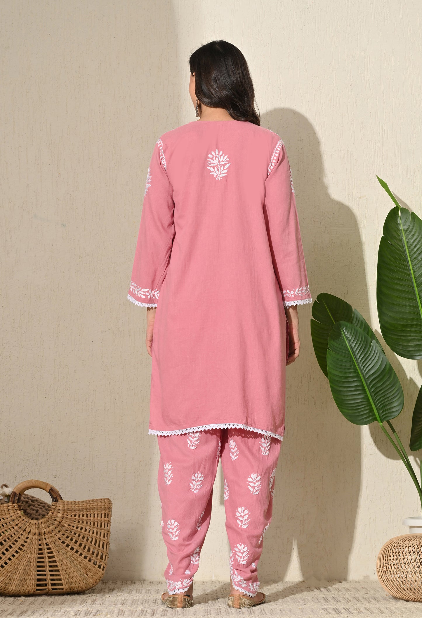 Reeva Cotton Chikankari Set with tulip pants