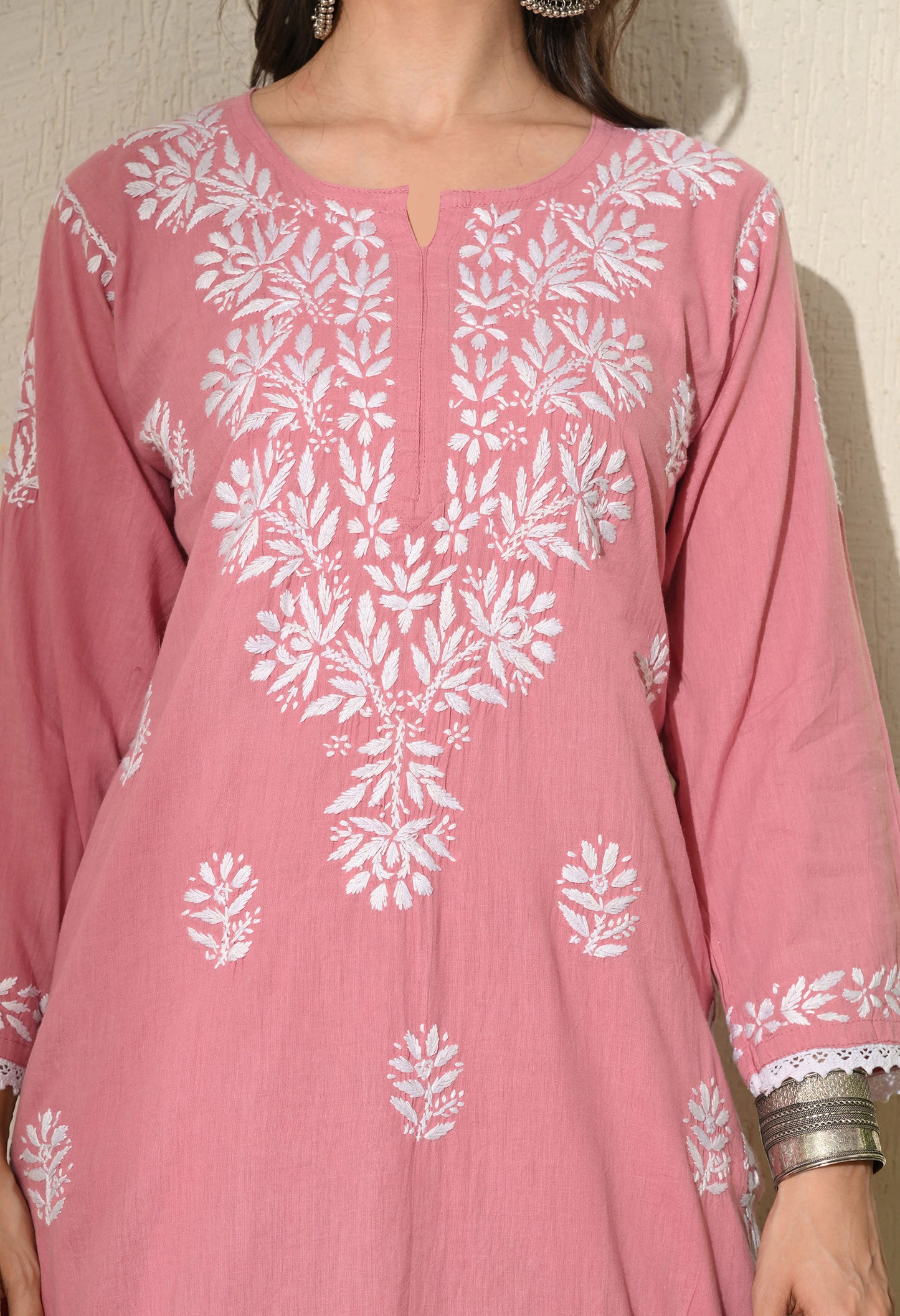 Reeva Cotton Chikankari Set with tulip pants